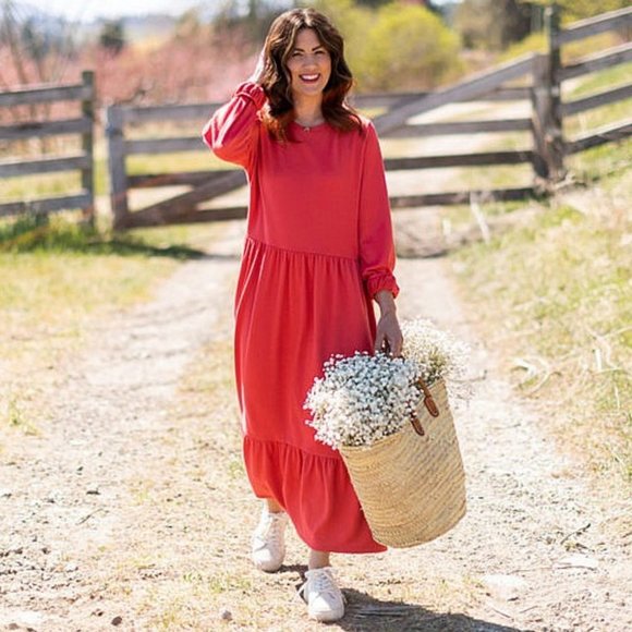 Joe Fresh Dresses & Skirts - Jillian Harris x Joe Fresh Sweater Midi Dress Puff Sleeve Cottagecore  Coral